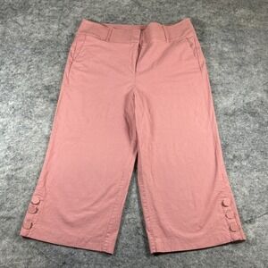 Lane Bryant Wide Leg Cropped Pants Women's 16 Pink The‎ Laney Button Detail
